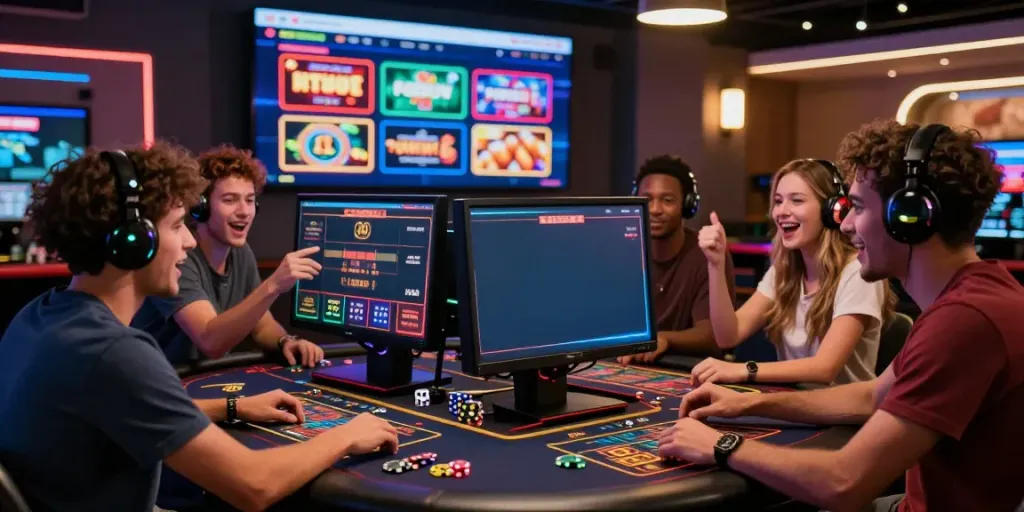 Online gaming excitement with players at DEBET platform showcasing competitive spirit and vibrant atmosphere.