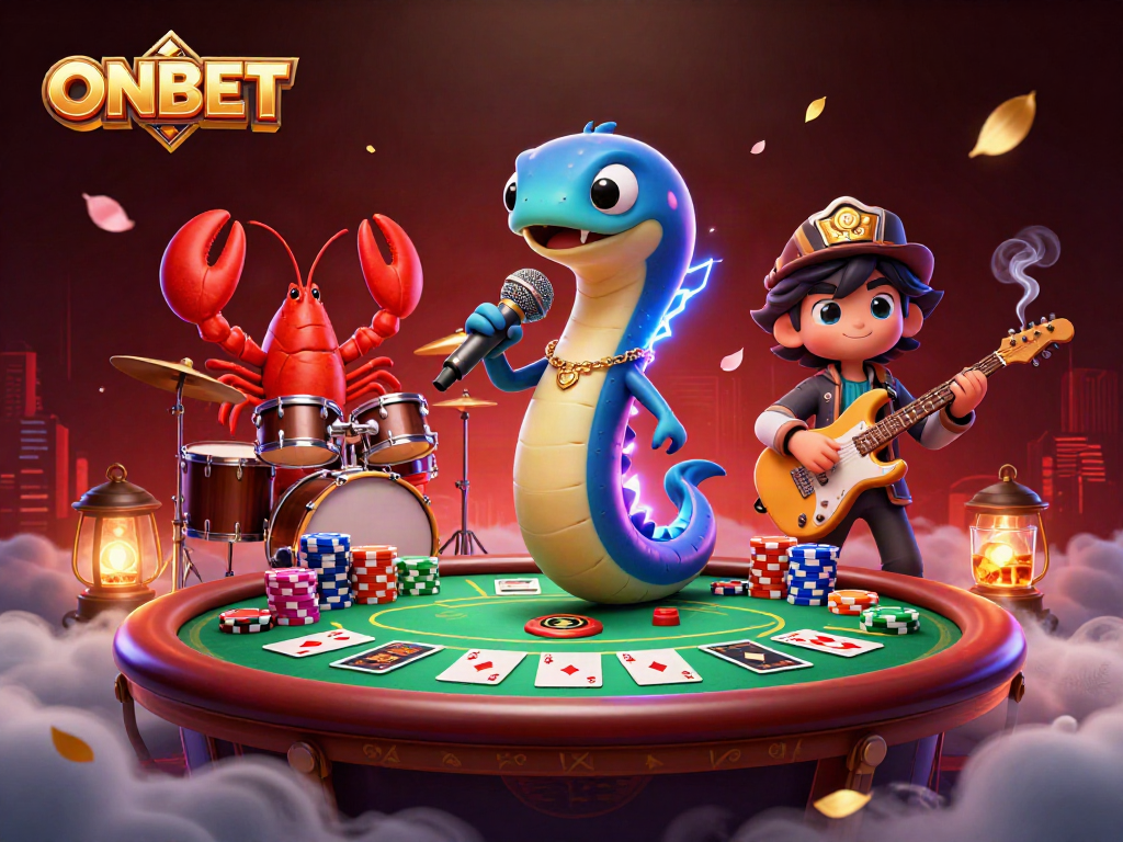 Engage with ONBET's electrifying casino performance featuring lively characters and poker action.
