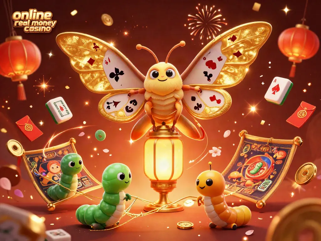 Experience the thrill of an online real money casino with this vibrant 3D illustration of gamified elements and festive atmosphere.