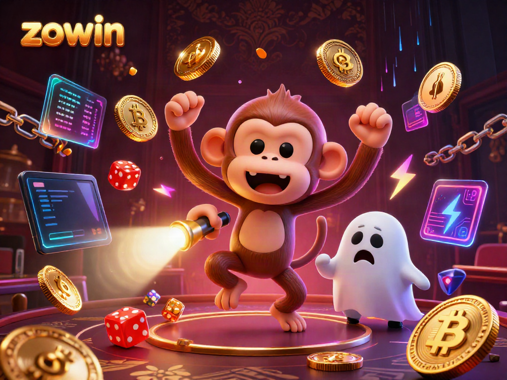 Engage with the thrilling world of zowin showcasing a ghost-hunting puppy and mischievous monkey in a haunted casino.