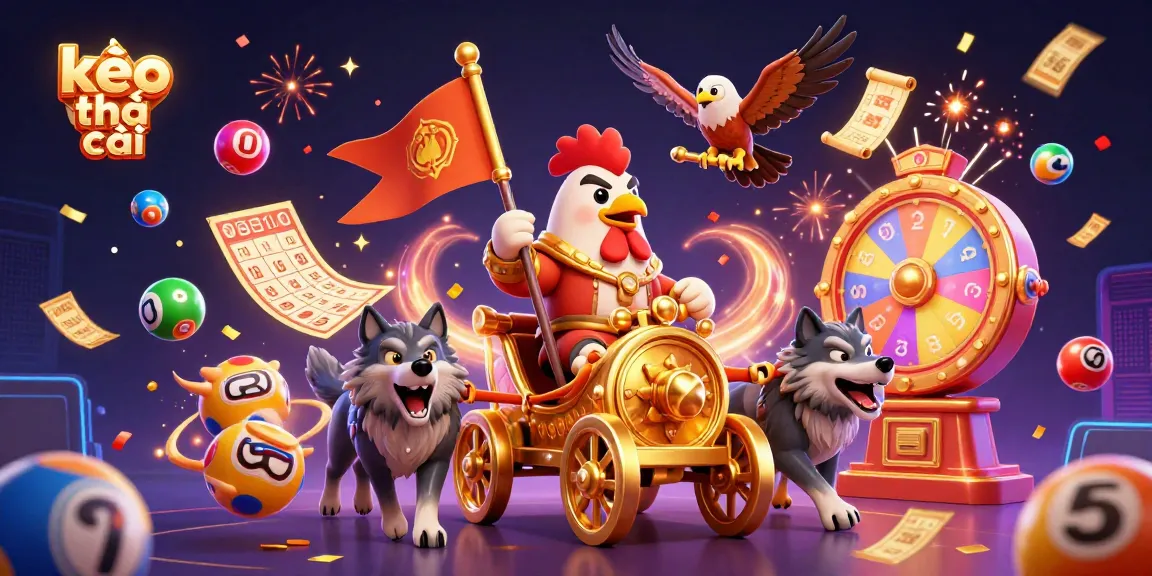 Experience kèo nhà cái excitement with dynamic lottery scenes, featuring colorful balls and thrilling prizes.