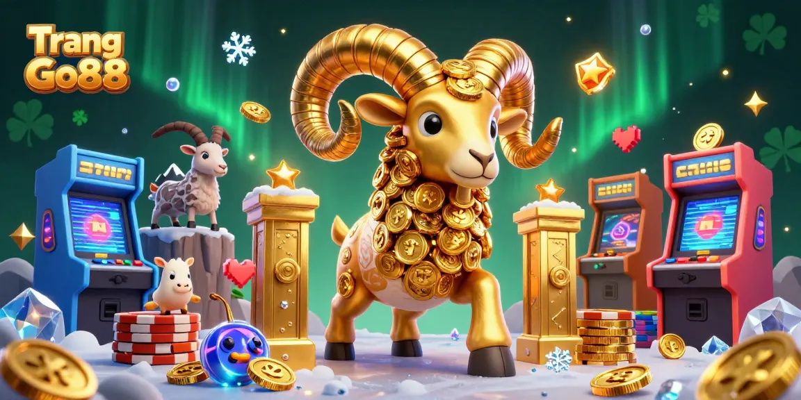 Experience thrilling gaming at Trang Go88 with a vibrant scene of a golden ram in a casino setting.