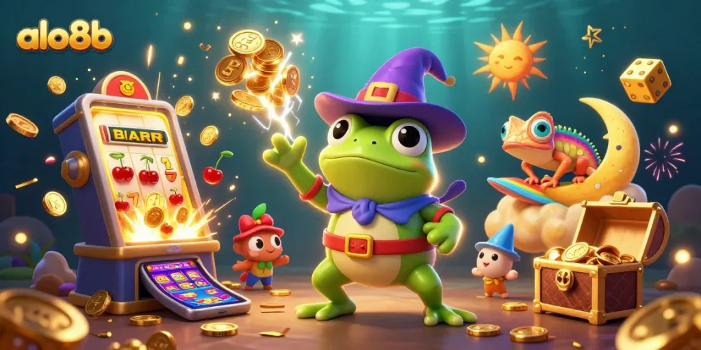 Experience the excitement of alo8b with charming characters creating a treasure storm of coins and jackpots.