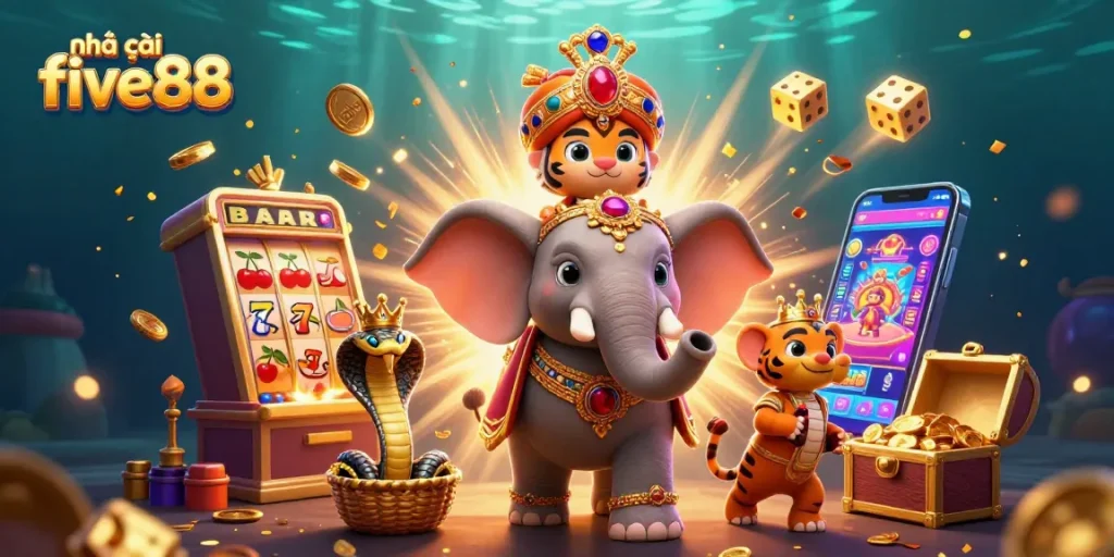 Experience thrilling sessions with nhà cái five88 and a vibrant casino scene full of slot machines and colorful games.